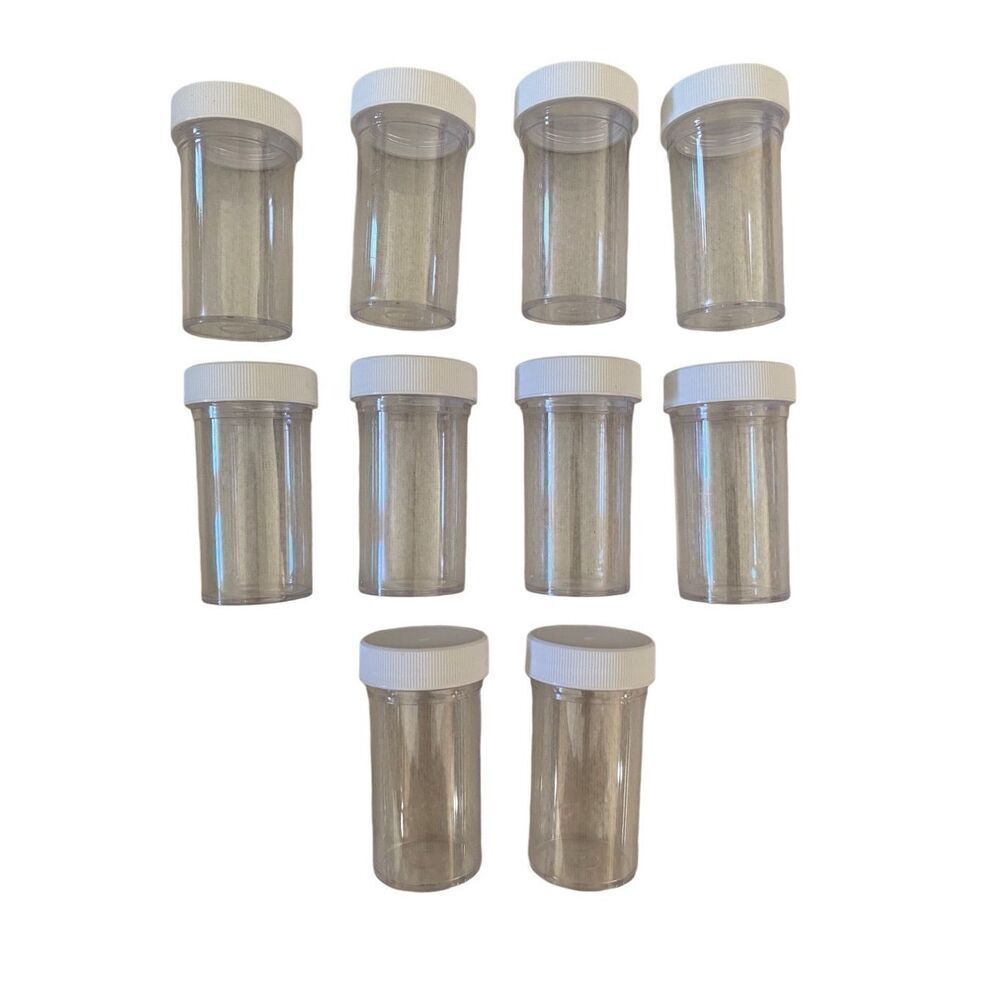 Lot Of 10 Plastic Vials Bottles Jars Containers Home Decor Art Crafts